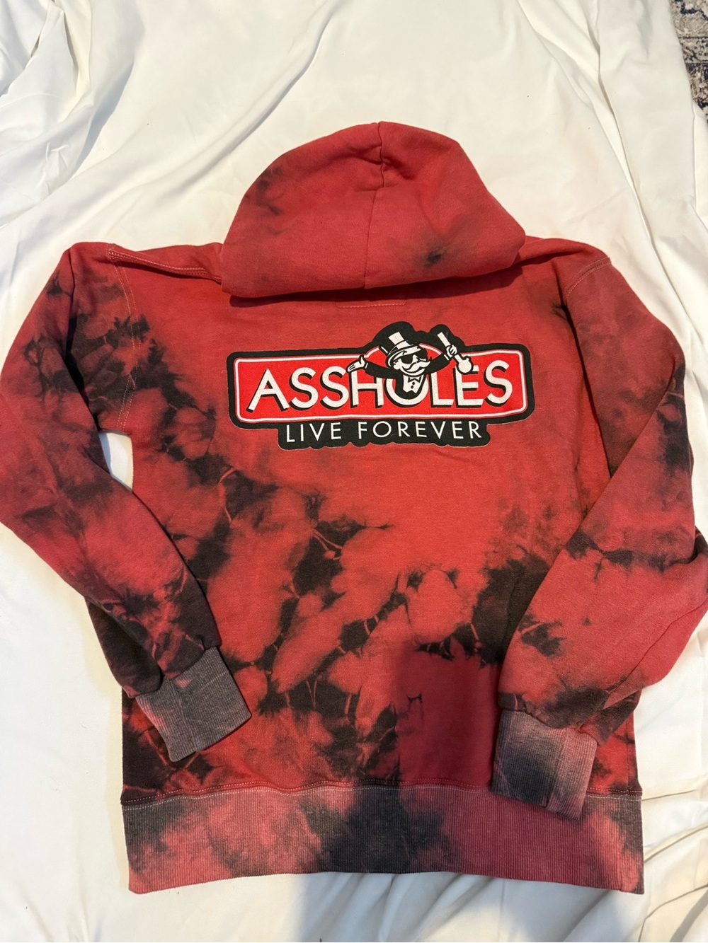 Assholes Live Forever (ALF) Red/Black Tie Dye Hoodie – Size Small